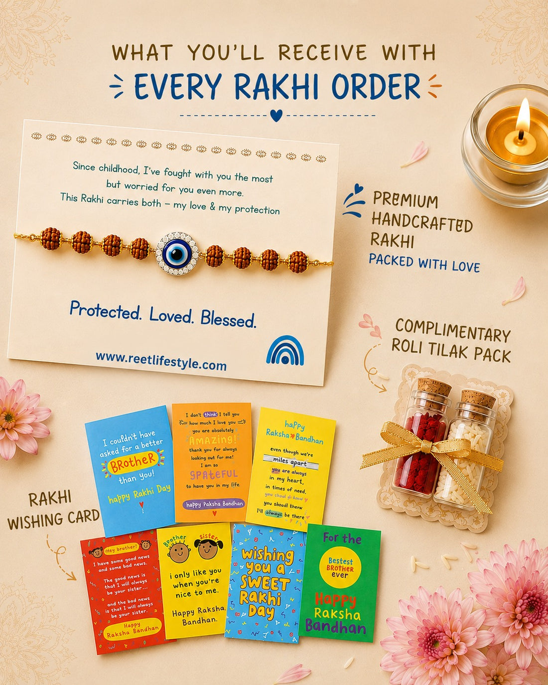 Raksha Bandhan Bhabhi Rakhi Bracelet & Tilak Set