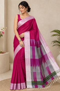 Rani Pink Handloom Ilkal Saree