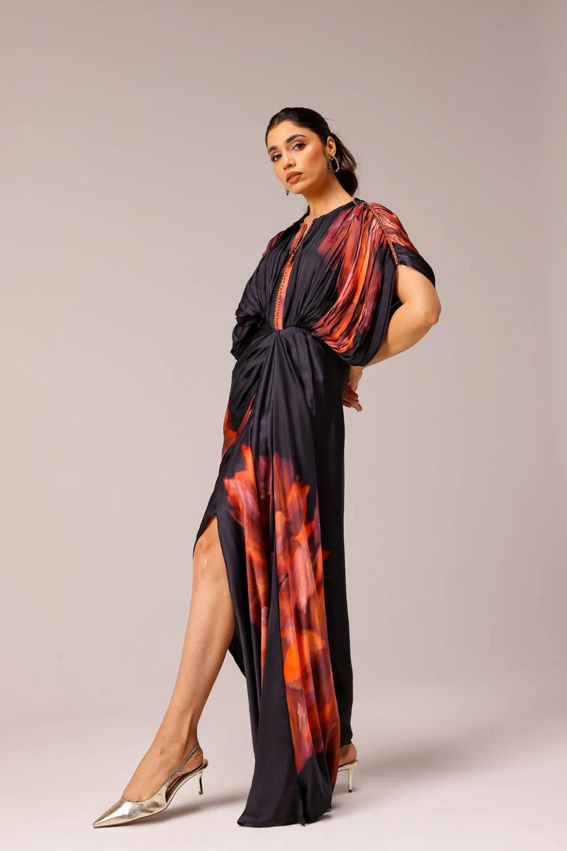 Ember Eclipse Draped Gown