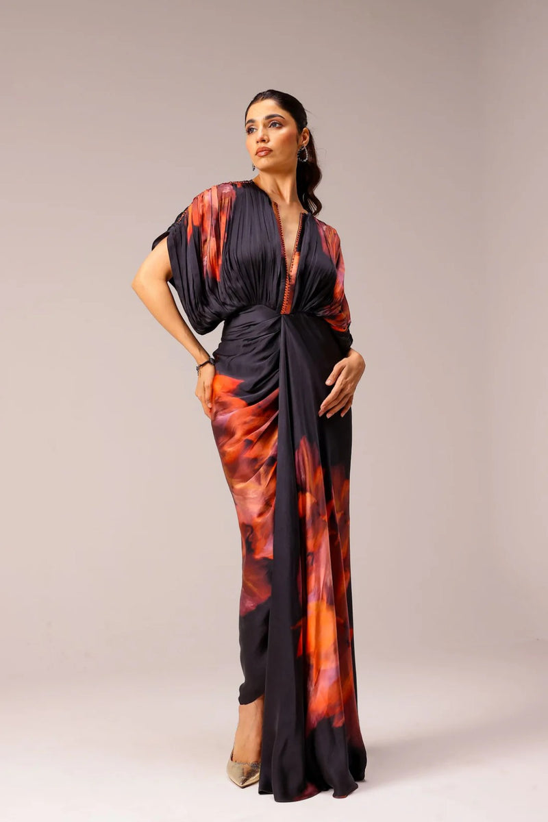 Ember Eclipse Draped Gown