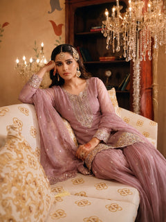 Noor Embroidered Organza Kurta Sharara Set with Dupatta