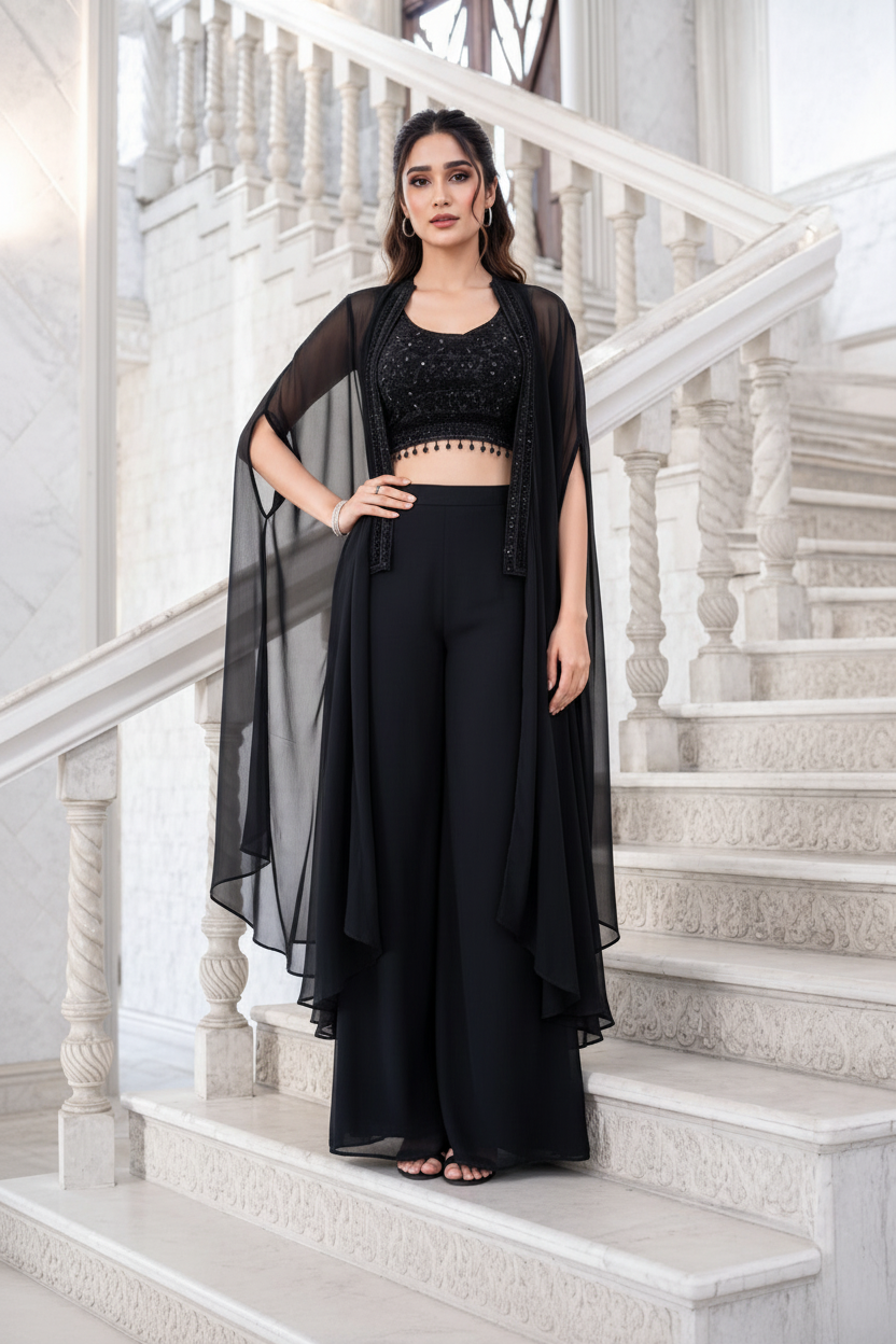 Champagne Beige Embroidered Organza Lehenga Set with Cape Dupatta
