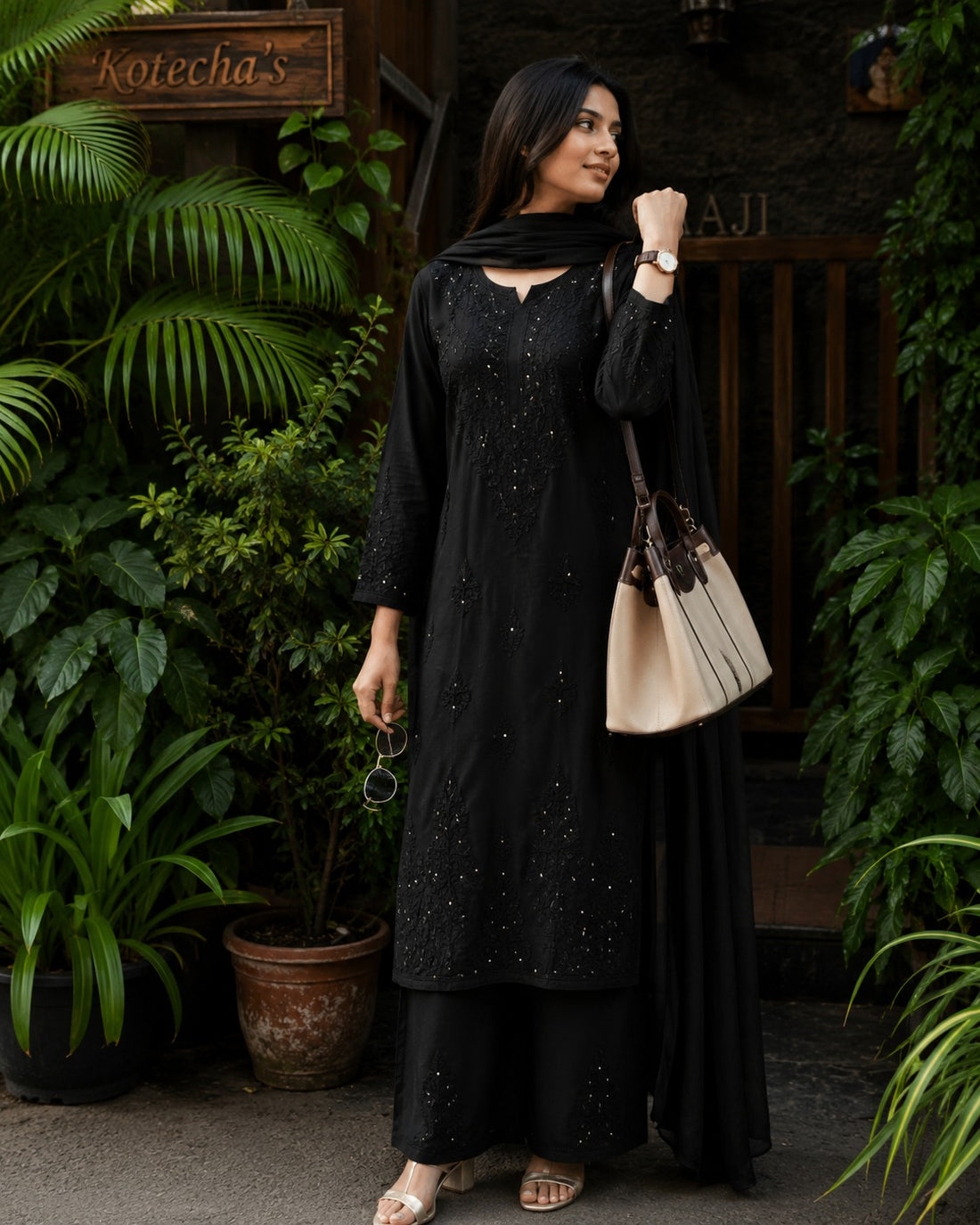 Noor Mocha Chikankari Kurta Set