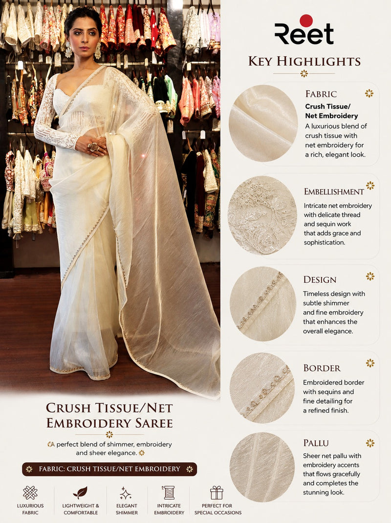 Ivory Noor Draped Saree with Full-Sleeve Blouse