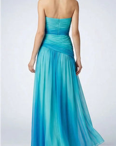 Aqua Aura Blue Flowing Evening Gown for Women
