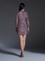 Sequin Multi-Color V-Neck Sheath Dress