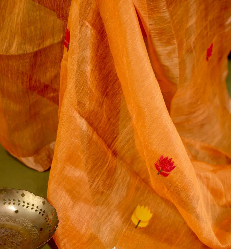 Rajvanshi Silk Linen Jamdani Saree
