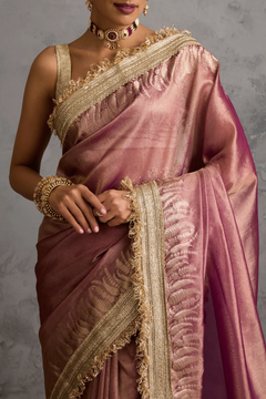 Pink Banarasi Tissue Ready-to-Wea Saree