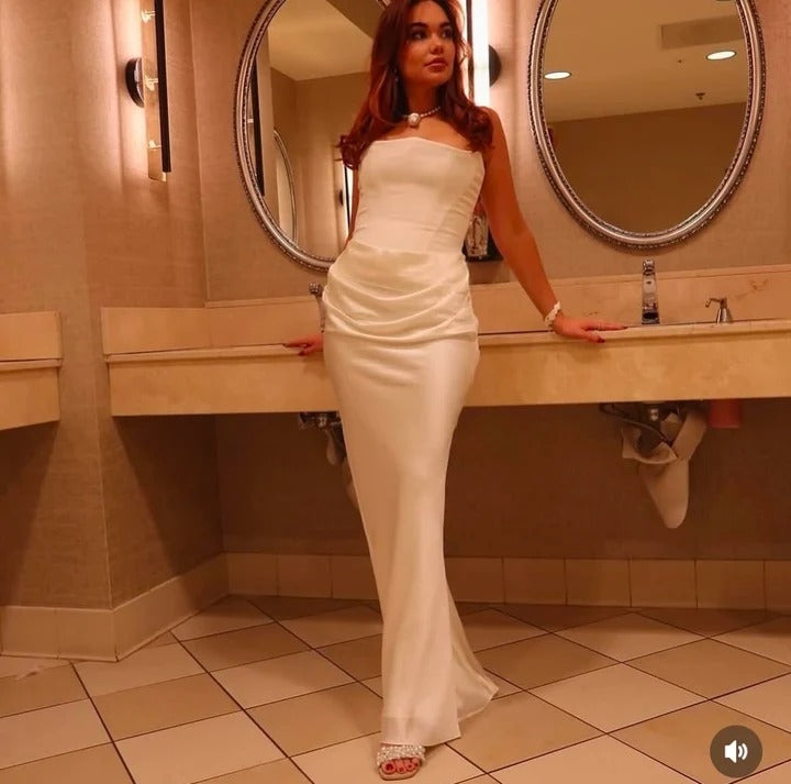 Scarlet Rose Satin Strapless Evening Gown for Women
