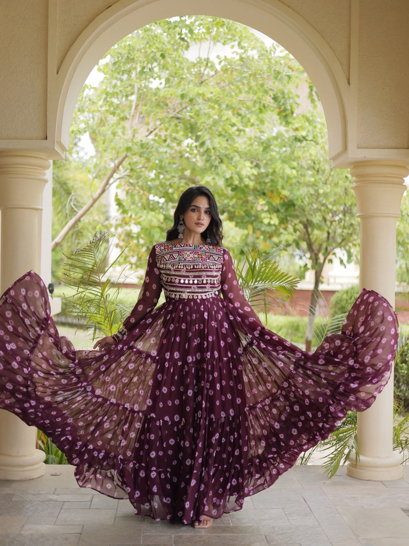 Riva Folk Bandhani Kutchhi Patchwork 12-Meter Flare Gown