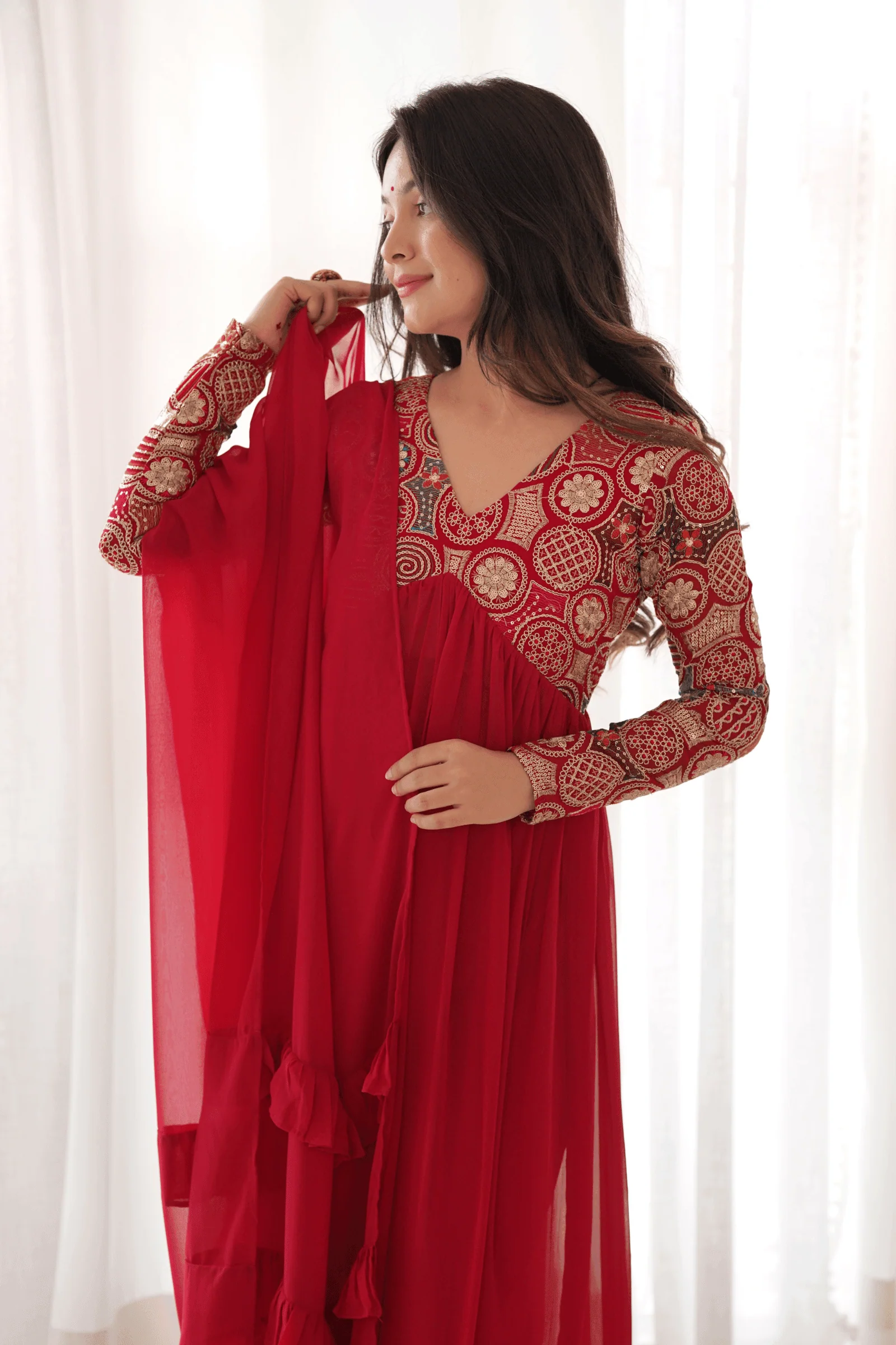 Crimson Red Anarkali Suit