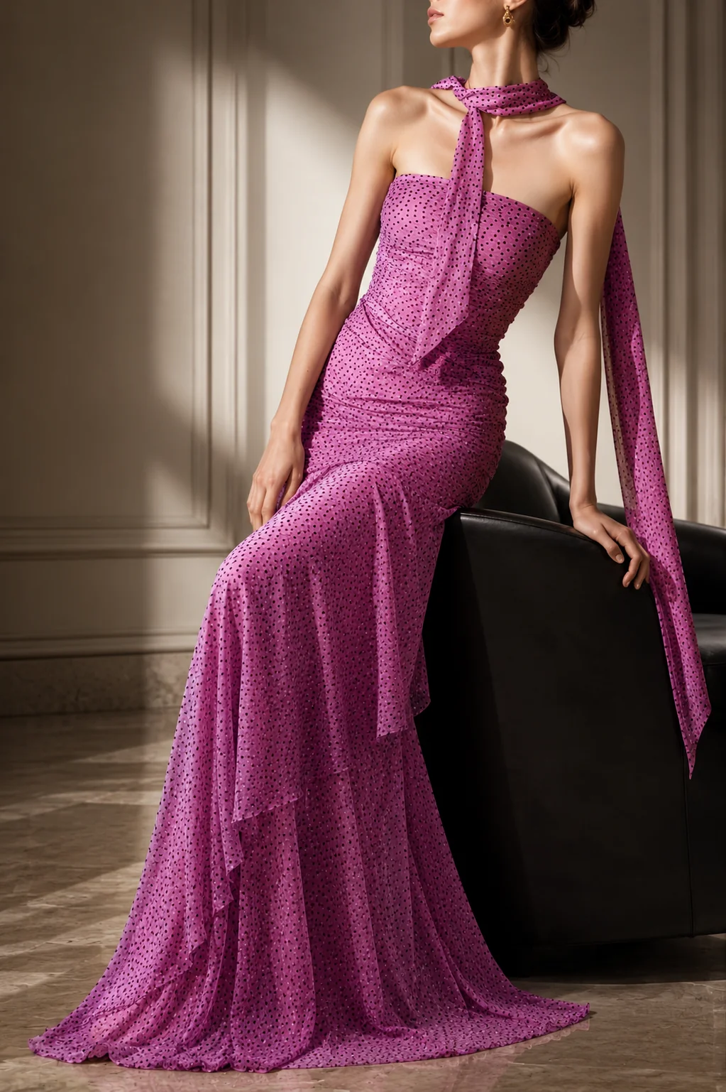 Rose Mirage Scarf Maxi Dress
