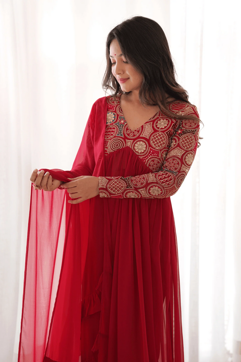 Crimson Red Anarkali Suit