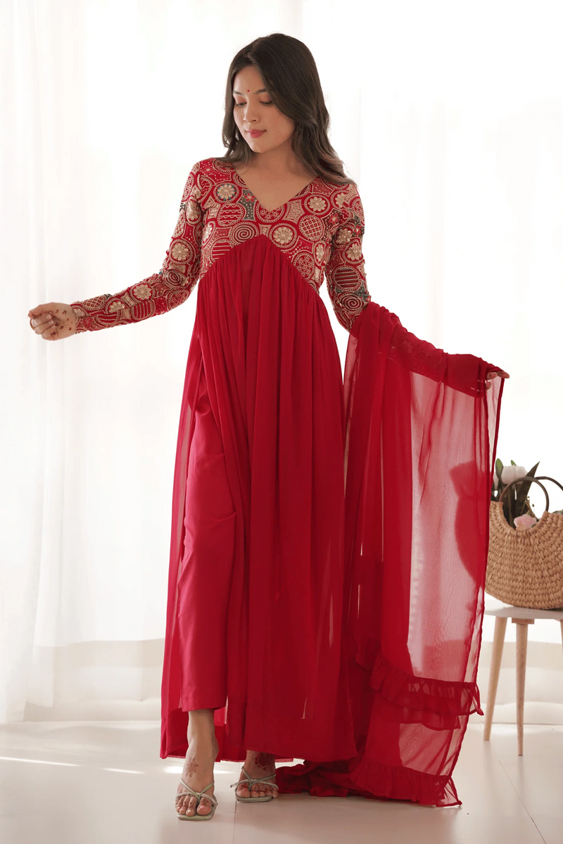 Crimson Red Anarkali Suit