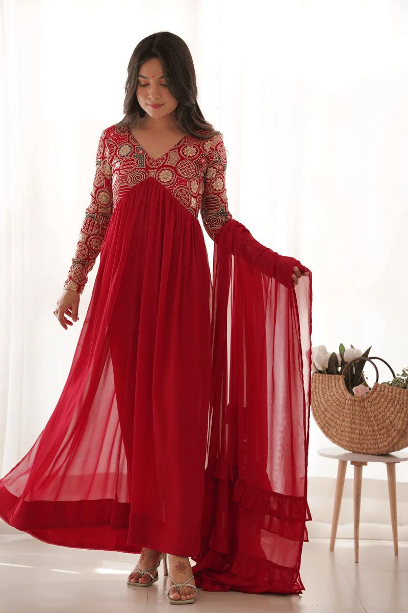 Crimson Red Anarkali Suit