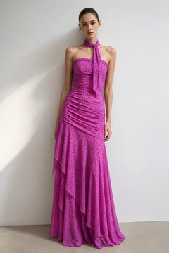 Rose Mirage Scarf Maxi Dress