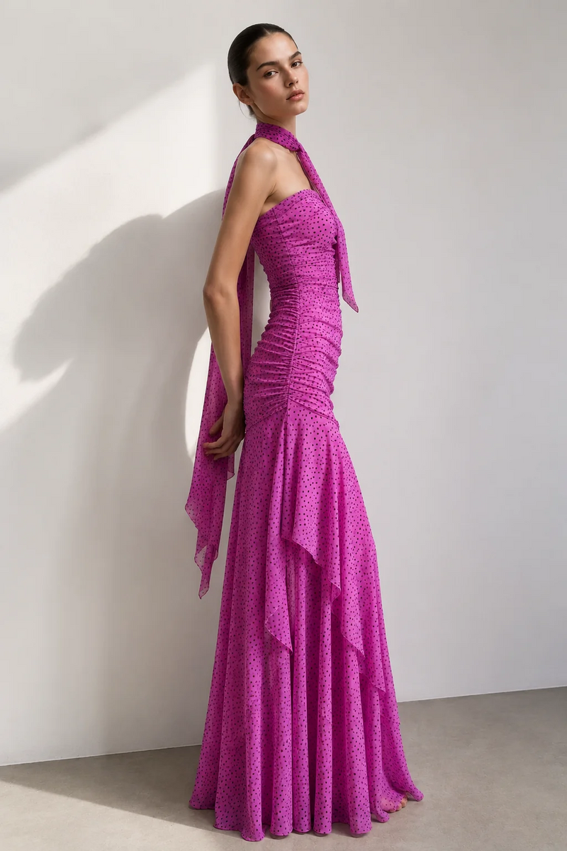 Rose Mirage Scarf Maxi Dress
