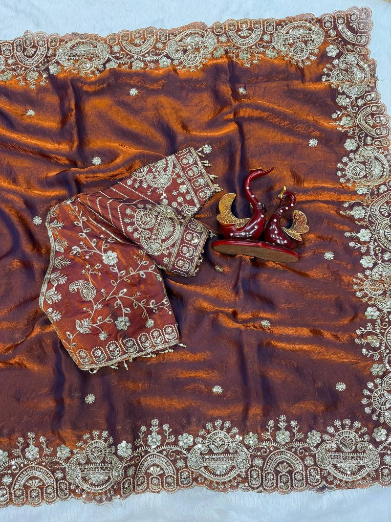 Zari Glam Stitched Blouse Ready-to-Wear Saree