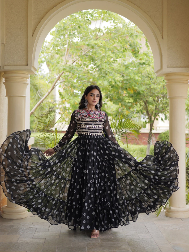 Riva Folk Bandhani Kutchhi Patchwork 12-Meter Flare Gown
