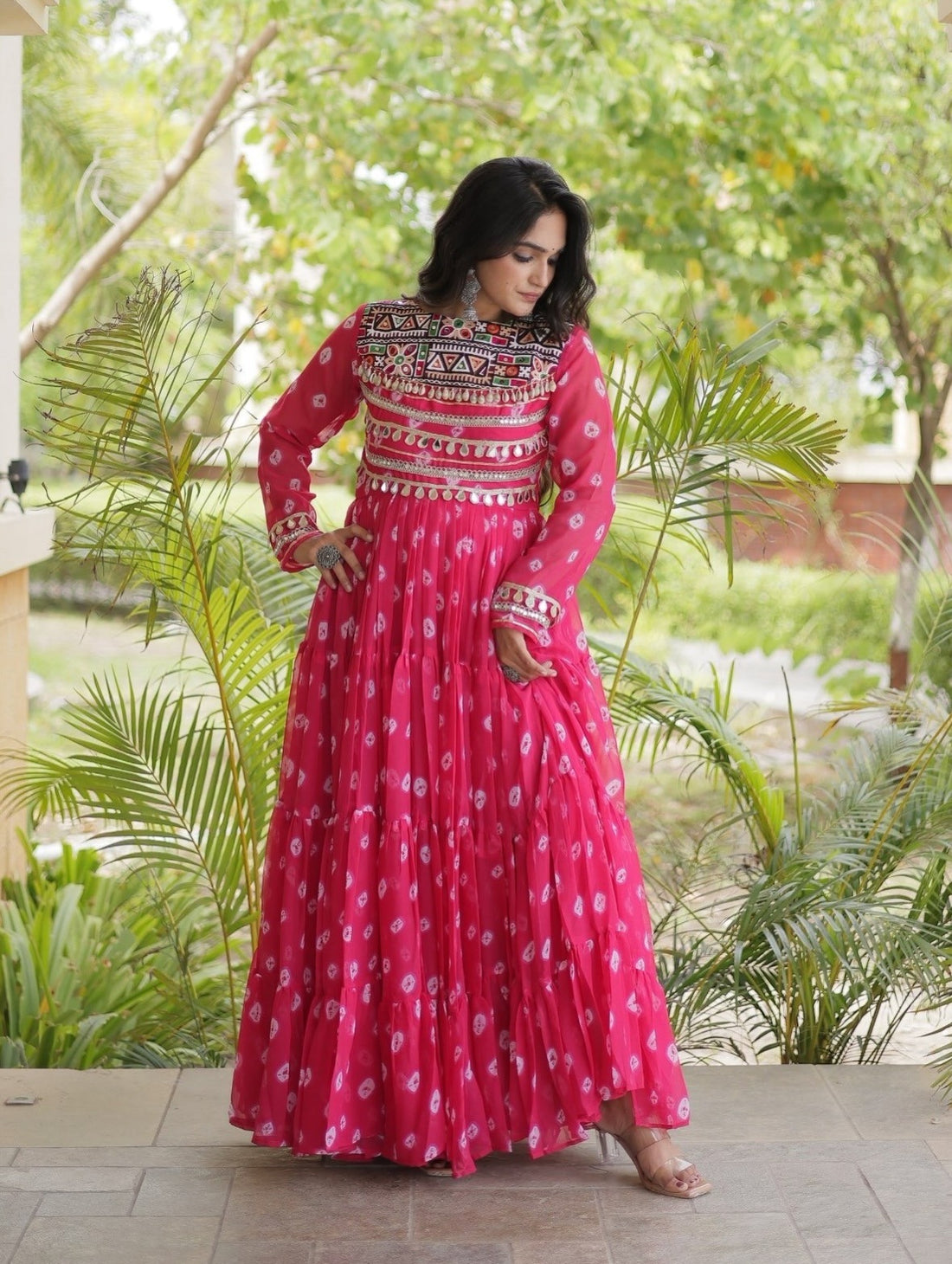 Riva Folk Bandhani Kutchhi Patchwork 12-Meter Flare Gown
