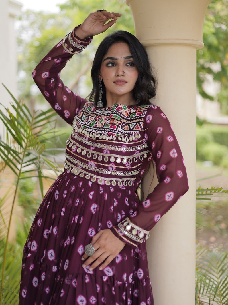 Riva Folk Bandhani Kutchhi Patchwork 12-Meter Flare Gown