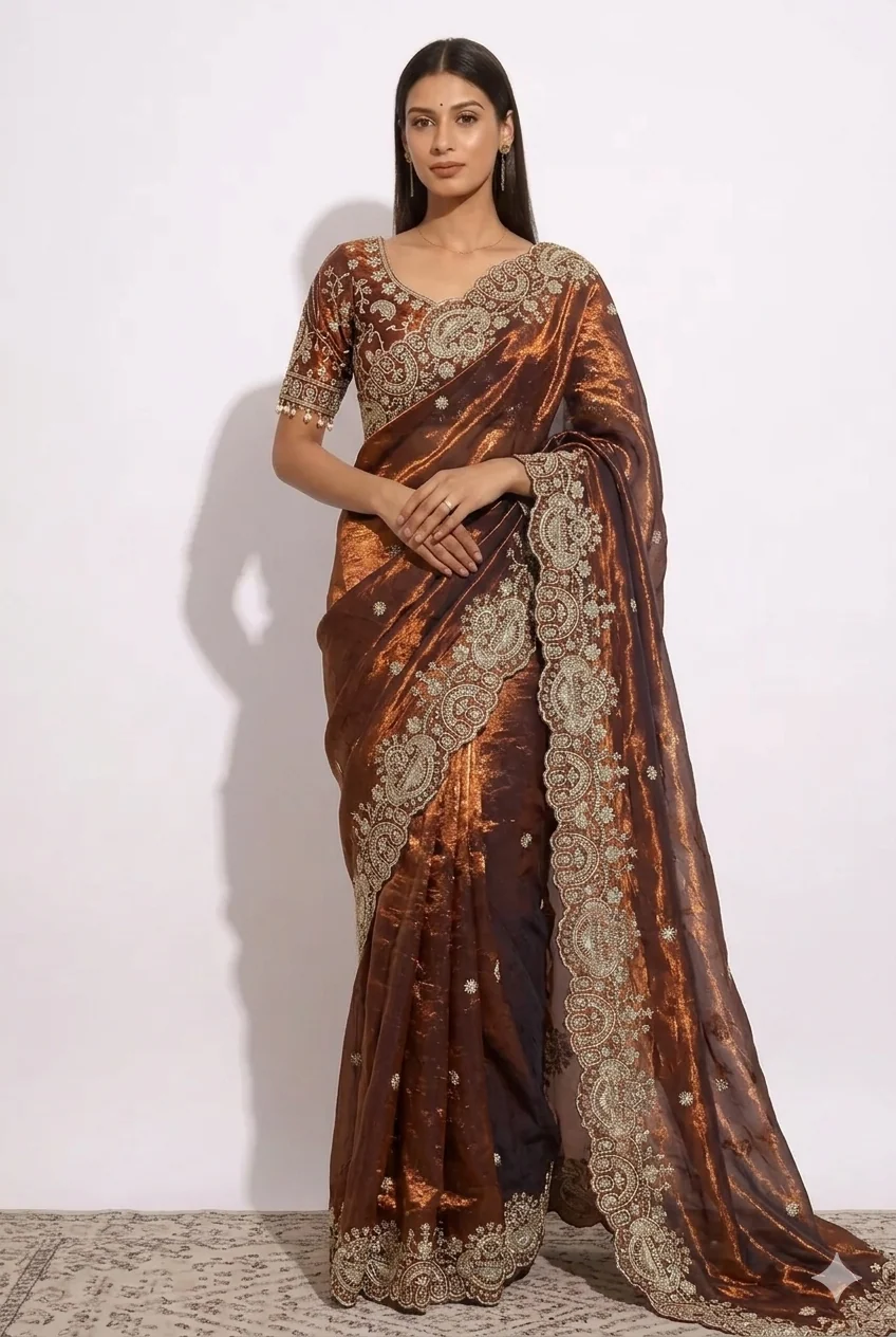Zari Glam Stitched Blouse Ready-to-Wear Saree