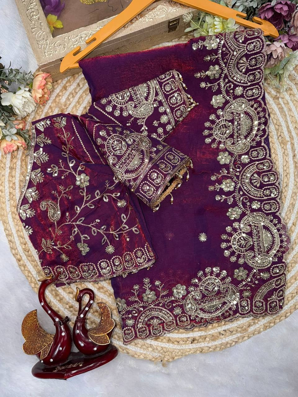 Zari Glam Stitched Blouse Ready-to-Wear Saree