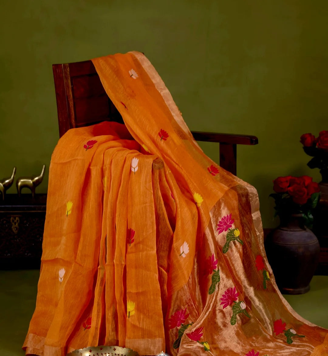 Rajvanshi Silk Linen Jamdani Saree