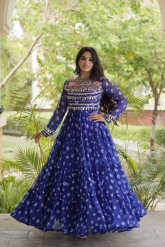 Riva Folk Bandhani Kutchhi Patchwork 12-Meter Flare Gown