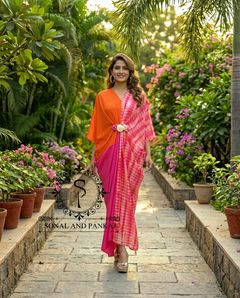 Sunset Bloom Designer Modal Satin Kaftan