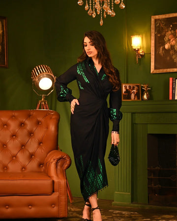 Soft Rayon Green Oak Foil Kaftan