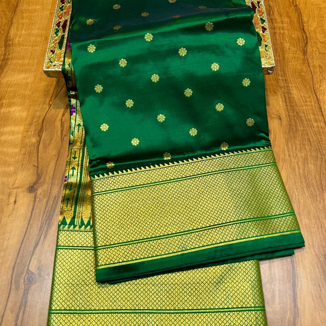 Kalanjali  Pure Silk Paithani Saree with Golden Zari Border
