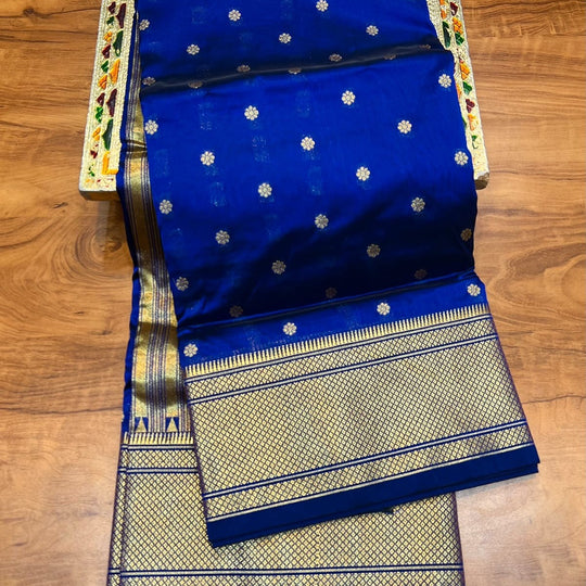 Kalanjali  Semi Silk Paithani Saree with Golden Zari Border
