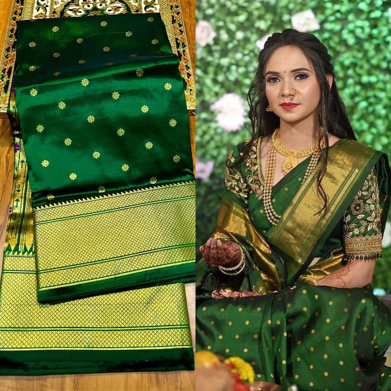Kalanjali  Pure Silk Paithani Saree with Golden Zari Border