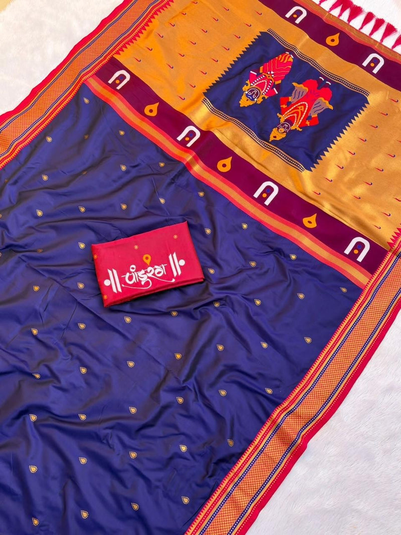 Bhakti Traditional Paithani Soft Silk Saree with Rich Vitthal Rakhumai Pallu
