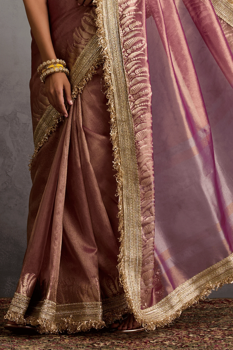 Pink Banarasi Tissue Ready-to-Wea Saree