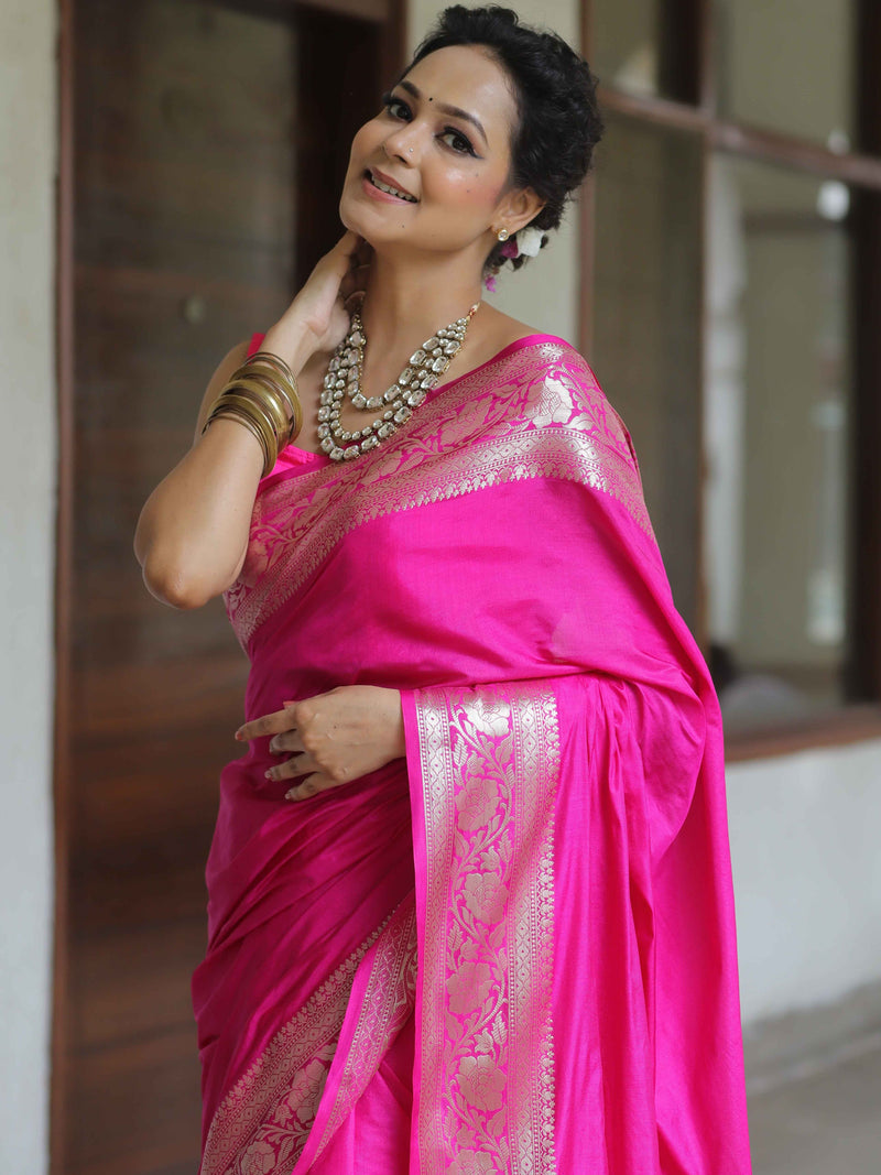 Rani Pink Banarasi Silk Zari Saree