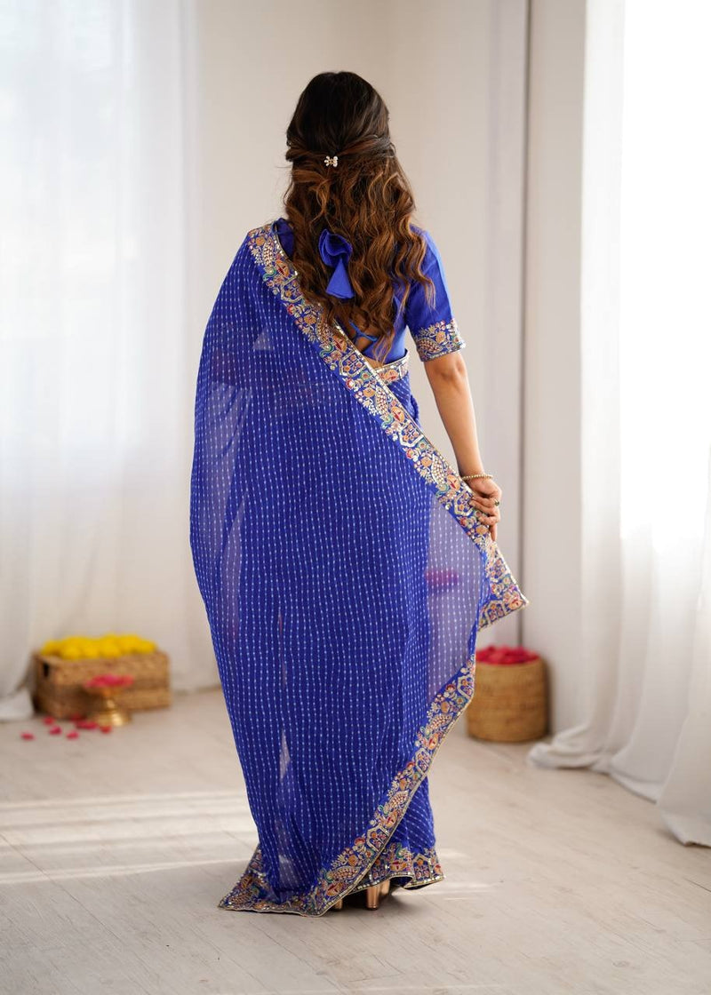 Ready-to-Wear Georgette Saree with Embroidered Border