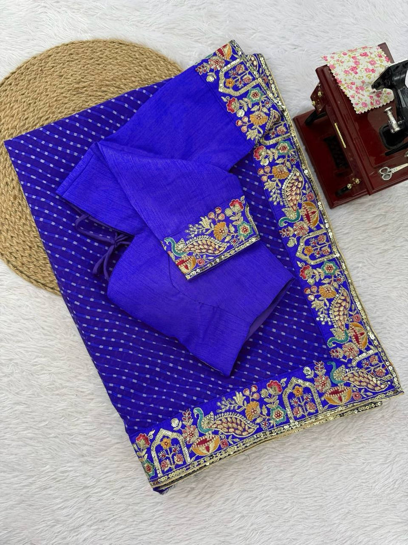Ready-to-Wear Georgette Saree with Embroidered Border