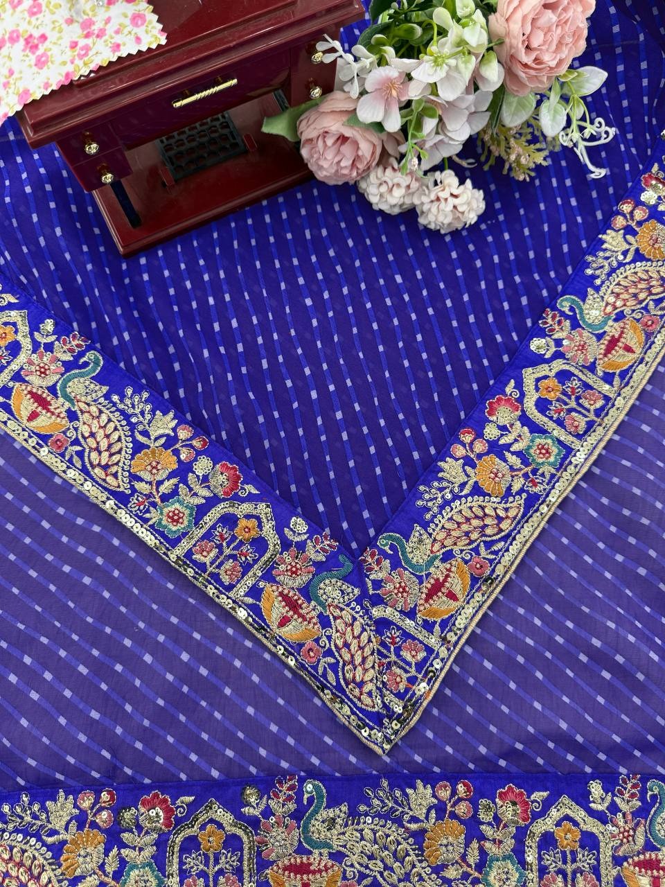 Ready-to-Wear Georgette Saree with Embroidered Border