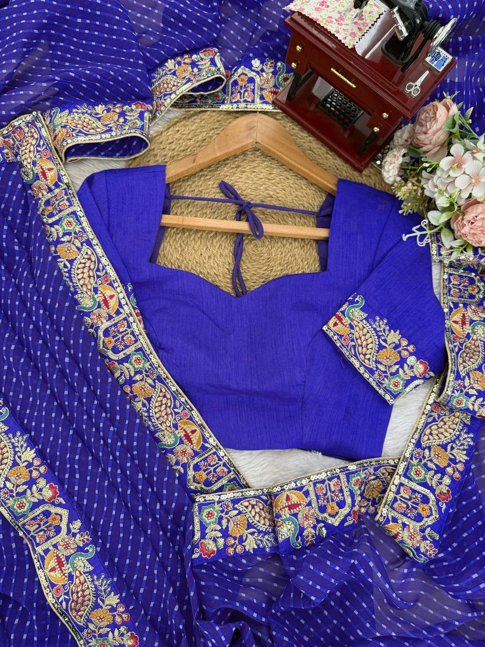 Ready-to-Wear Georgette Saree with Embroidered Border
