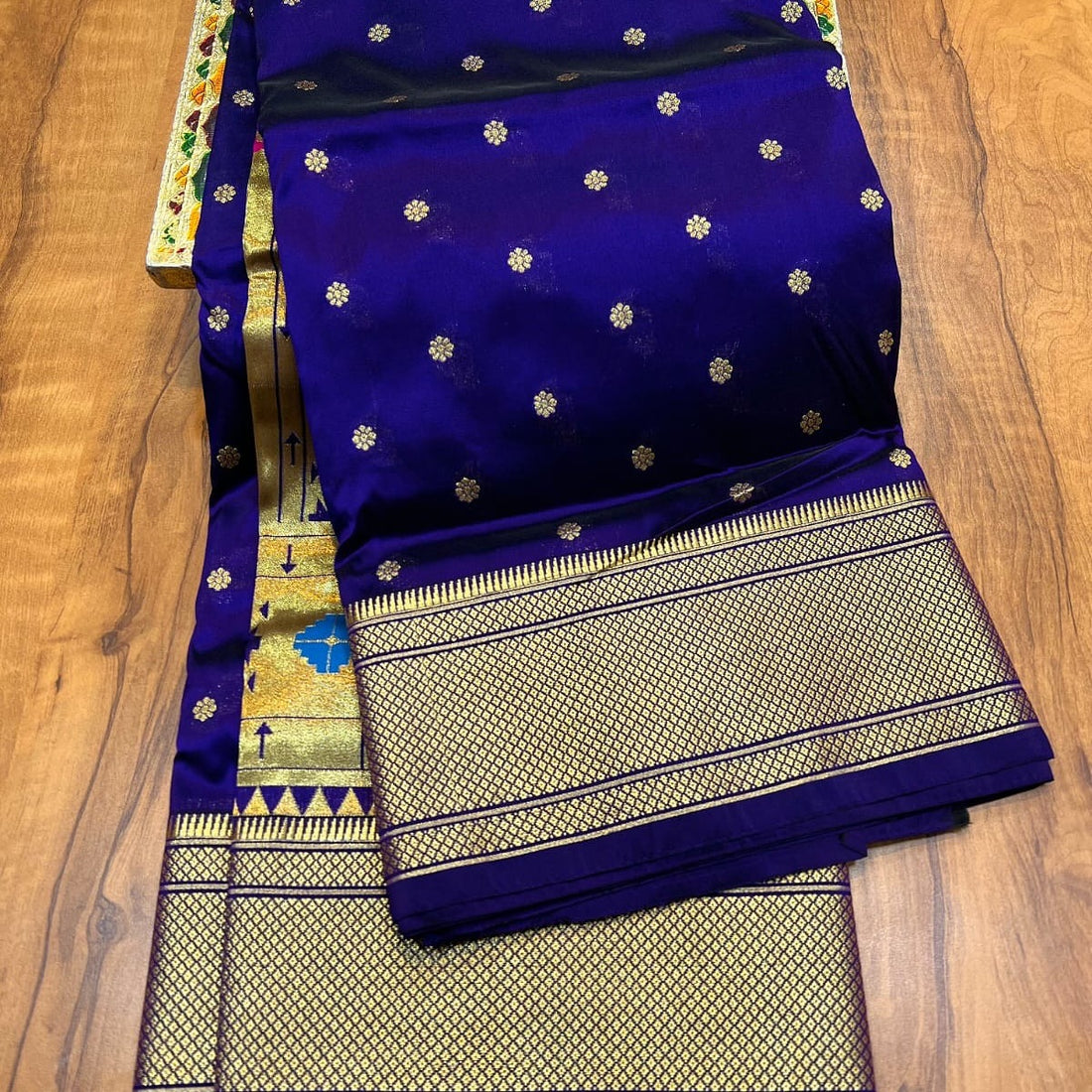 Kalanjali  Pure Silk Paithani Saree with Golden Zari Border