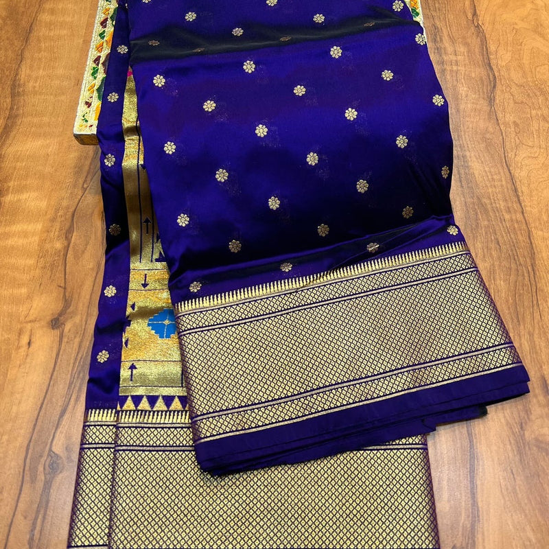 Kalanjali  Pure Silk Paithani Saree with Golden Zari Border
