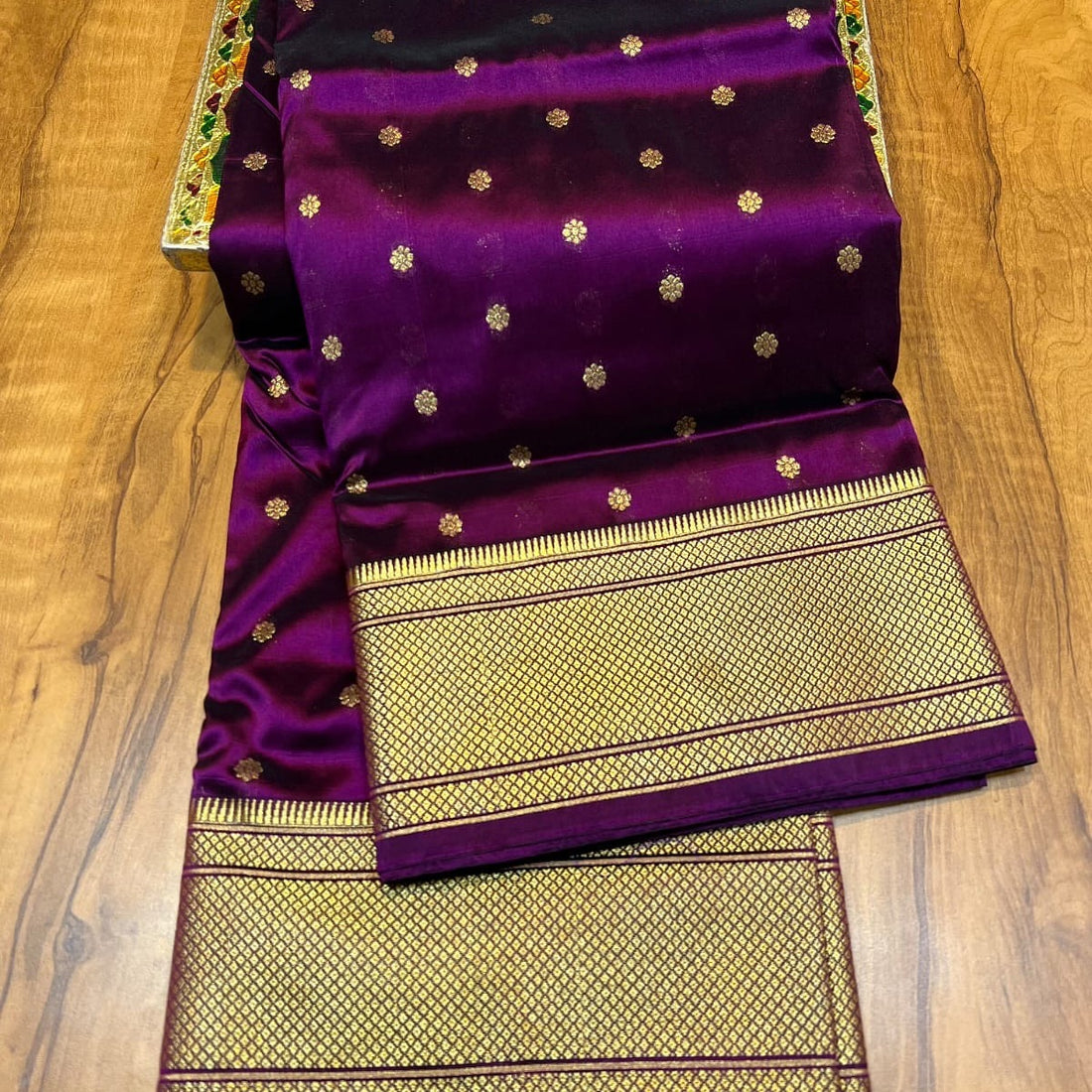 Kalanjali  Pure Silk Paithani Saree with Golden Zari Border