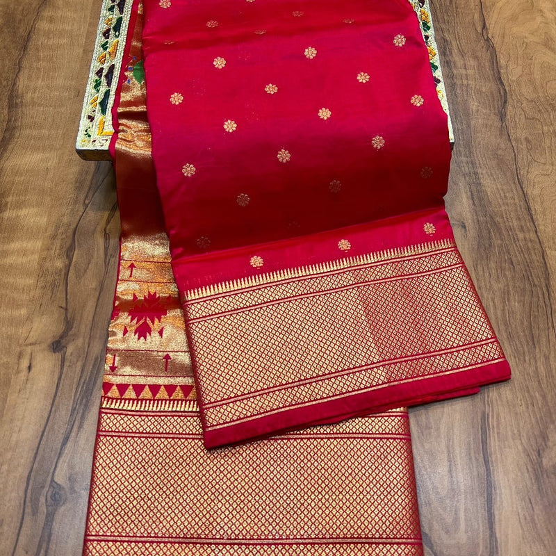 Kalanjali  Pure Silk Paithani Saree with Golden Zari Border