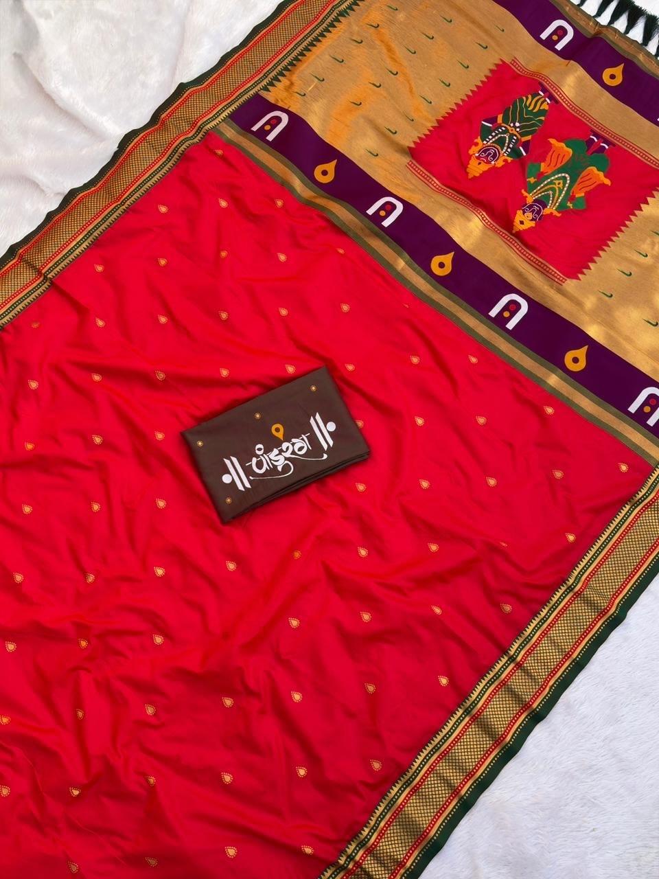 Bhakti Traditional Paithani Soft Silk Saree with Rich Vitthal Rakhumai Pallu