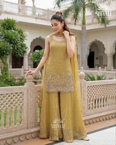 Ethnic Mustard Sharara Set with Delicate Embroidery