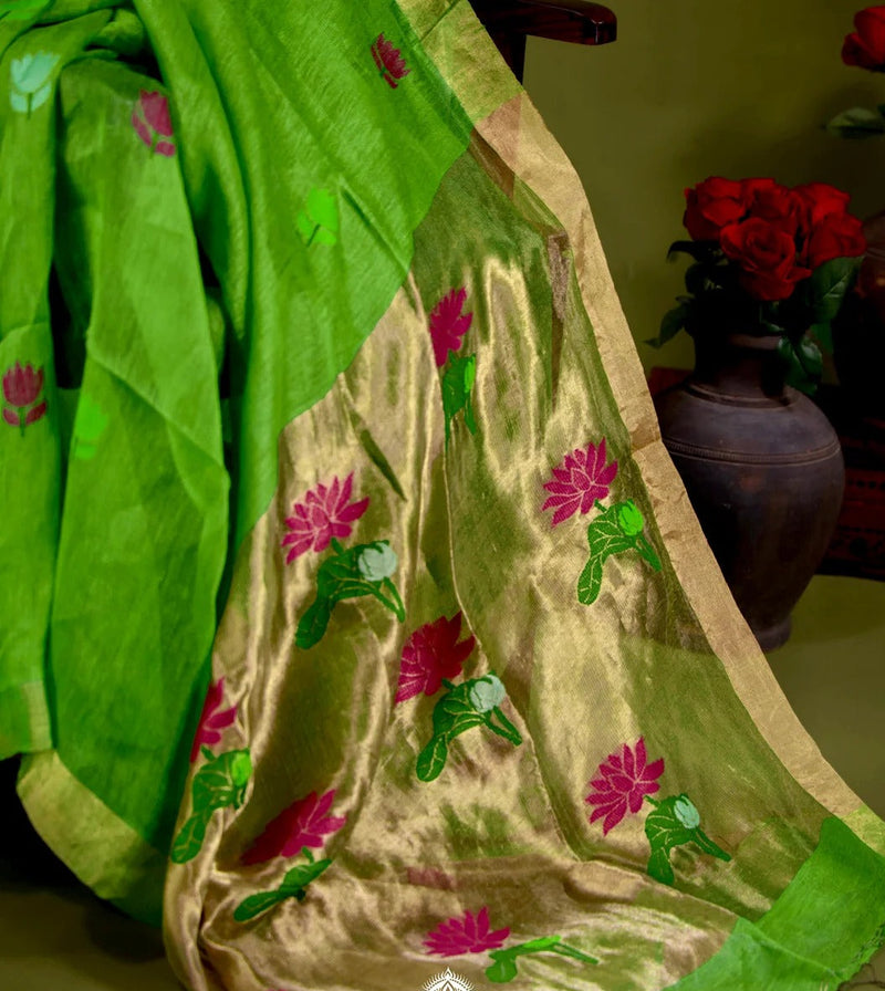 Rajvanshi Silk Linen Jamdani Saree
