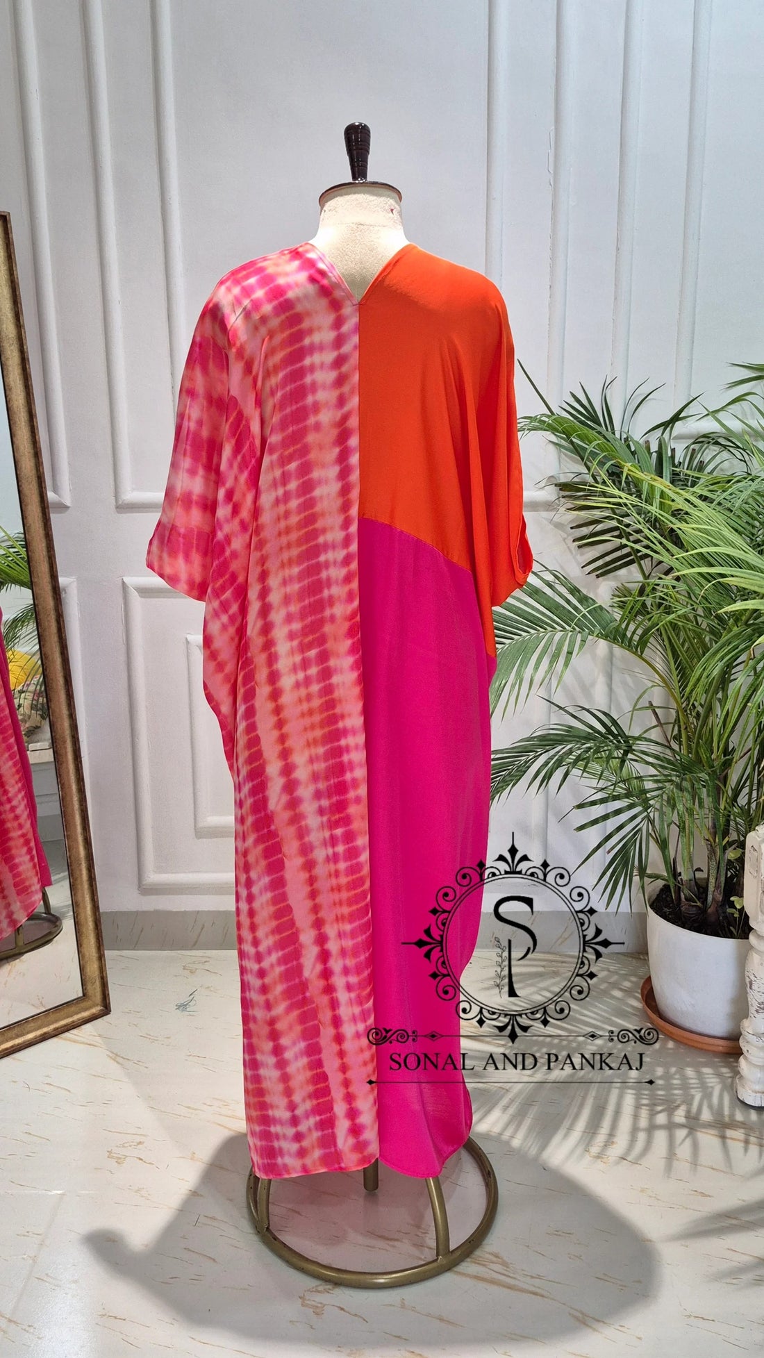 Sunset Bloom Designer Modal Satin Kaftan