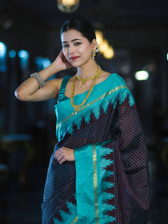 Banarsi Maroon Ikat Patterned Silk Saree